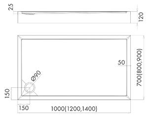 Schedline Cameron Smooth White cădiță de duș dreptunghiulară 120x80 cm alb 3ST.C1P-80120