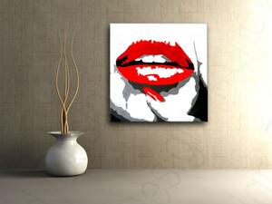 Tablou pictat manual POP Art RED LIPS 1 - piese