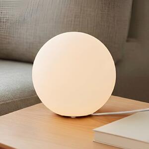 Lindby Lampă de masă Marike, alb, sticlă, glob, Ø 25 cm, E27, Alb, Camera de zi / sufragerie, Sticlă, Modern, Masă alt tip de masă