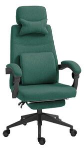 Scaun de birou rotativ cu tetiera si suport pentru picioare, verde