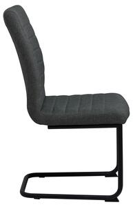 Set 2 scaune tapitate cu stofa si picioare metalice Gudrun Gri inchis / Negru, l47,5xA63,5xH95,5 cm