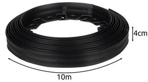 Bordura flexibile pentru gazon, lungime 10 m, latime 4 cm, PE, neagra