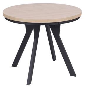 Masă de dining extensibilă Torino, stejar natural/negru (90–190x90 cm)