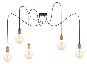 Lustră pe cablu MIROS 5xE27/60W/230V neagră/cupru