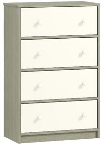HOMCOM Comodă Modernă cu 4 Sertare Pliabile 58x30x91 cm, Alb și Gri | Aosom Romania