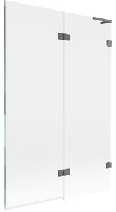 Mexen Lunar L, paravan de cadă cu 2 aripi, dreapta, 120 x 150 cm, sticlă transparentă, grafit, 897L-120-100-95-00-P