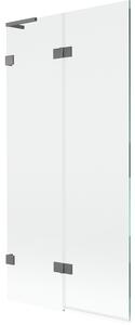Mexen Lunar L, paravan de cadă cu 2 aripi, stânga, 90 x 150 cm, sticlă transparentă, grafit, 897L-090-100-95-00-L