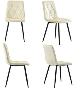Set de 4 scaune tapițate în catifea twill pentru sala de mese cu spătar, structură din metal, 45x40x86 cm, Bej