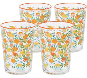 Set 4 pahare Flowers & Fruits 510 ml , portocaliu