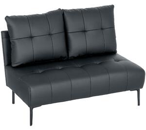 HOMCOM Divan cu Două Locuri Compact din Piele Sintetică, Divan Modern Capitonat cu Nasturi cu Îmbunătățire Spumoasă și Picioare din Lemn, Canapea Fără Brațe pentru Sufragerie și Birou, 115x73x83 cm, Negru | Aosom Romania