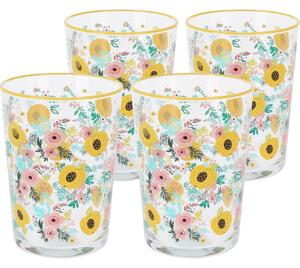 Set de 4 pahare Flowers & Fruits 510 ml , galben