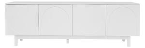 Comodă TV Elegant în Stil Luxos cu Uși Structurate și Rafturi Reglabile, 175x38x56 cm, Alb