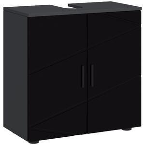 Mobilier de baie cu dulap cu 2 uși, Mobilier de baie din lemn cu poliță reglabilă, 60x30x60cm negru kleankin | Aosom Romania