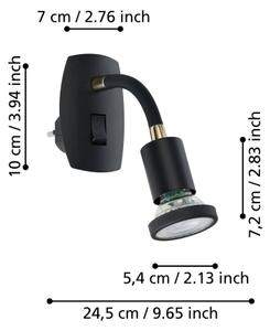 Eglo PARRINI 300912 - Lampă LED pentru priză, 1x GU10/4,5W/230V, neagră