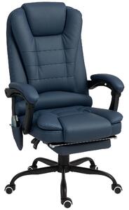 Vinsetto Scaun Birou Ergonomic Fotoliu de Birou Ergonomic cu 7 Puncte de Masaj Suport Picioare Reglabil 67x67x111-121 cm Albastru | Aosom Romania