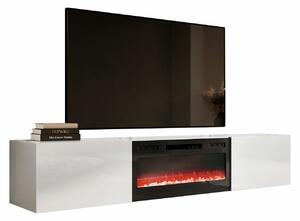 Comodă TV Imago I, Alb lucios, Negru, Alb, PAL laminat, MDF, 37x200x40cm