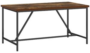 HOMCOM Masă Dreptunghiulară pentru 6 Persoane în Stil Industrial cu Picioare Reglabile din Lemn și Oțel, 150x80x75 cm, Maro | Aosom Romania