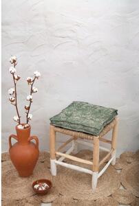 Pernă din in pentru scaun Tierra Bella Green Flowers, 37 x 37 cm, verde