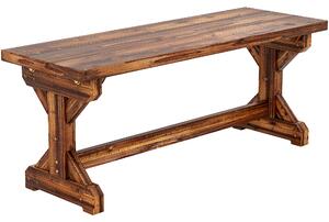 Outsunny Bancă de Grădină cu 2 Locuri din Lemn de Brad cu Bază în Formă de X, Bancă Rustică pentru Exterior Fără Spătar, pentru Patio, Verandă, Balcon, 114L x 40l x 46h cm, Finisaj Carbonizat | Aosom Romania