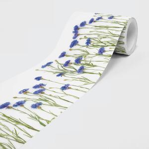 Bordură autoadezivă din vlies flori albastre 15 cm x 5 m