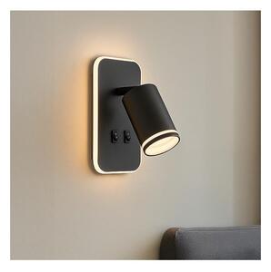Aplica spot LED de perete PIPE, 1x GU10 (10W/230V) + LED integrat 6W, negru