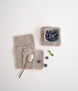 Set 4 suporturi pentru pahare din in Linen Tales Classic, 10 x 10 cm, natural