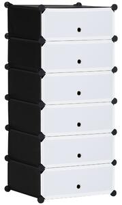 HOMCOM Mobilier pentru incaltaminte modular, 6 cuburi 45x35x17cm din plastic PP si otel, alb | Aosom Romania