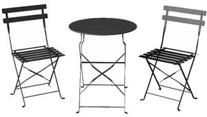Outsunny Set Bistro Exterior, Mobilier Pliabil cu Masă și 2 Scaune, Negru | Aosom Romania