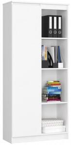 BIBLIOTECA, PLACA LAMINATA, 8 RAFTURI, 1 USA, ALB, 80X35X180 CM