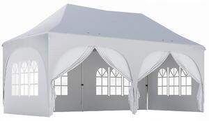 Outsunny Gazebo pliabil 3x6 m, cu pereți detașabili, saci cu nisip, geantă de transport și protecție UV30+, gri deschis/alb | Aosom Romania