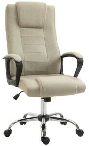 Vinsetto Scaun de Birou Ergonomic, Rotativ și Înclinabil, din Țesătură cu Aspect de In, cu Tetieră, Bej | Aosom Romania