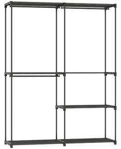 HOMCOM Dulap de Haine cu 2 Bare și 4 Rafturi, din Material Non-Țesut, Plastic și Oțel, 142x43x185 cm, Negru | Aosom Romania