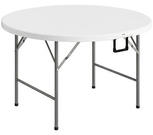 Outsunny Masă Pliabilă de Grădină Φ122 cm, Masă de Picnic Rotundă pentru 6 Persoane, Cadru Metalic, Alb | Aosom Romania