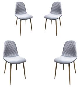Set 4 scaune dining ABBY, stil scandinav, catifea, picioare metalice, azuriu