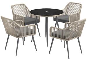 Outsunny Set Mobilier de Grădină cu Masă Rotundă și 4 Scaune, 54x65x80 cm, Maro Deschis | Aosom Romania