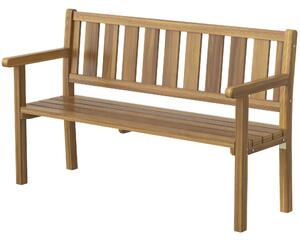 Outsunny Bancă de Grădină pentru 2 Persoane, Bancă de Exterior cu Lamele din Lemn de Molid, Stil Country, Bancă pentru Terasă, Patio și Curte, 150x57x93 cm, Culoare Teak | Aosom Romania