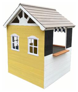 KONDELA Căsuţă de grădină din lemn, pentru copii, albă / gri / galbenă / albastră, NESKO