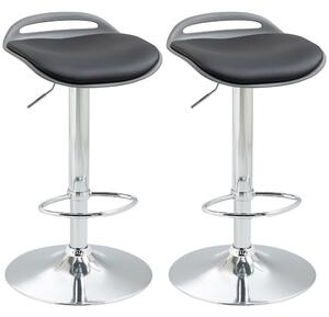 Set de 2 scaune de bar, inaltime reglabila, pivotante cu suport pentru picioare, negru argintiu 39x41x68-88cm HOMCOM | Aosom RO
