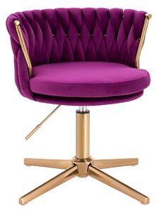 HR450CROSS Scaun Fucsia din Catifea cu Bază Aurie