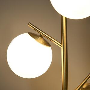 Homcom Lampă de Podea Modernă cu 3 Lumini, Design din Oțel și Sticlă, Ø27x169cm, Finisaj Auriu și Abajur Alb, pentru Interior | Aosom Romania