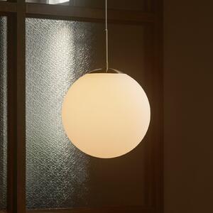 Nordlux Lampă suspendată Grant din alamă cu glob sticlă Ø 25cm, reglabil, Alb, Camera de zi / sufragerie, Sticlă