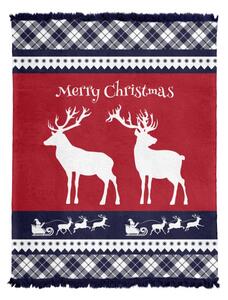 Pătură de Crăciun cu ciucuri și margine în carouri Lăţime: 150 cm | Lungime: 200 cm