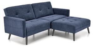 Set mobilier tapițat Houston 1732, Funcția de dormit, 55 kg, Albastru, Tapiterie, Picioare: Lemn