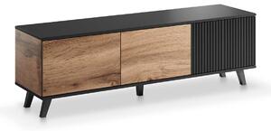 Comodă TV Luelia 116, Negru, Stejar Wotan, MDF, PAL laminat, 47x150x40cm, 28.5 kg