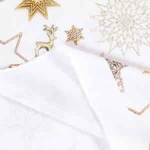 Goldea țesătură teflonată pentru fețe de masă - simboluri aurii ale crăciunului 160 cm