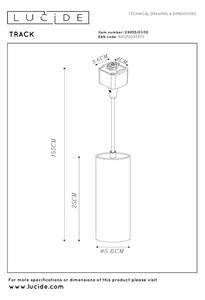 Lucide 09955/01/30 - Lampă suspendată pe cablu pentru sistemul de șină TRACK 1xG10/M16/50W/230V
