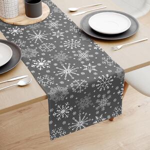 Goldea napron de masă 100% bumbac de crăciun - fulgi de zăpadă pe gri 35x140 cm