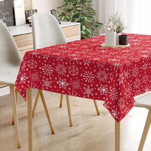 Goldea față de masă 100% bumbac de crăciun - fulgi de zăpadă pe roșu 80 x 80 cm