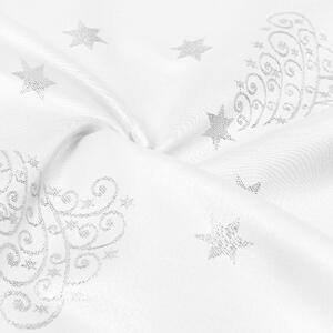 Goldea față de masă teflonată - model de crăciun - brazi și steluțe argintii pe alb - rotundă Ø 140 cm