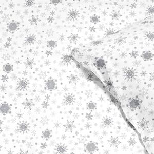 Goldea lenjerie de pat din 100% bumbac exclusiv - fulgi de zăpadă argintii pe alb 140 x 200 și 50 x 70 cm